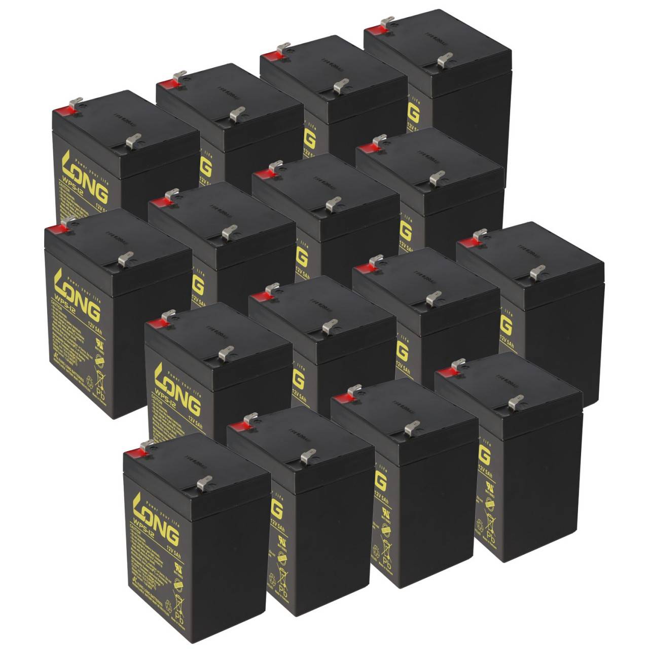 16 pezzi di batteria al piombo Kung Long WP5-12 12 Volt 5Ah, adatta per il pacco batteria APCRBC140 di APC, set...-0