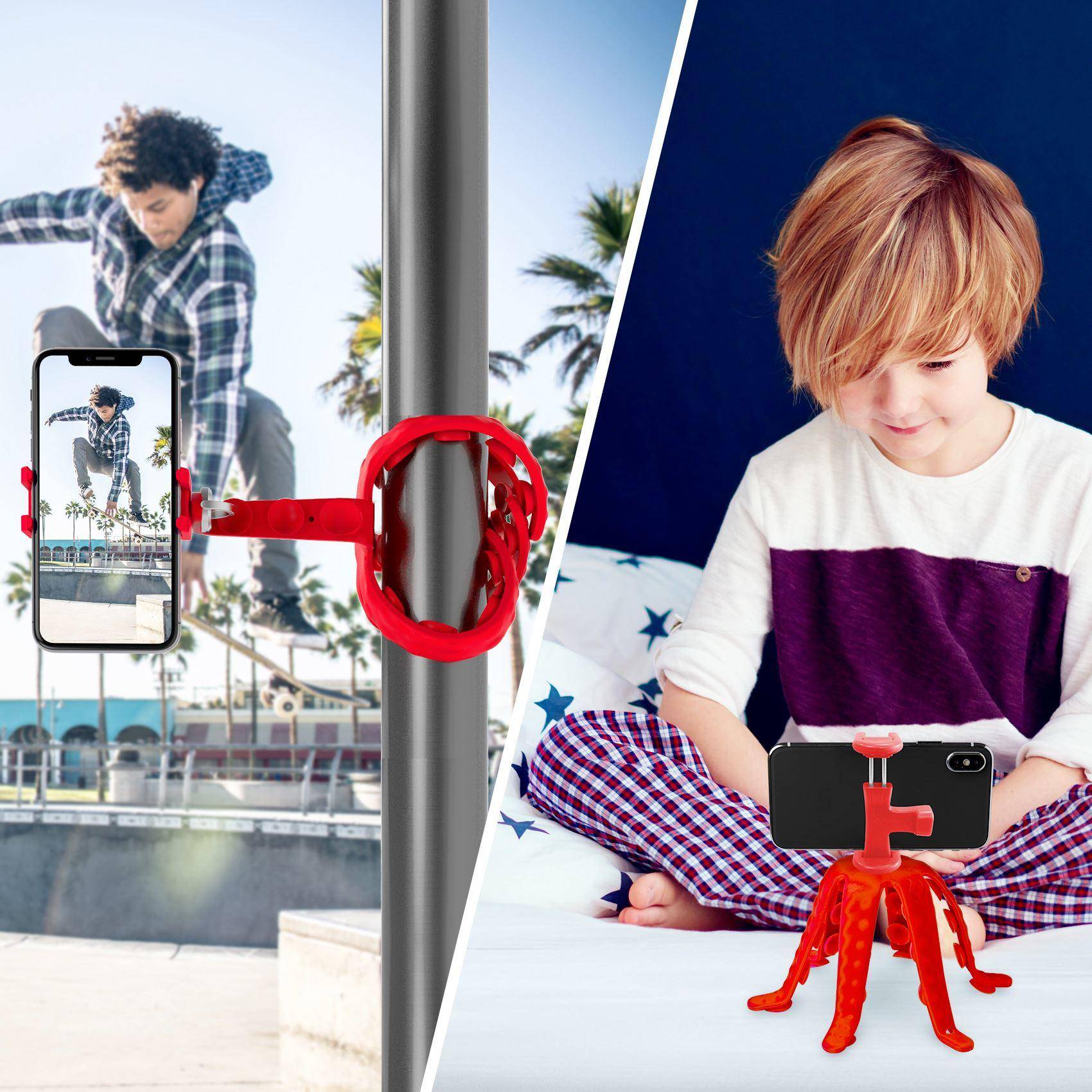 Celly Squiddy Max treppiede Smartphone/fotocamera di azione 6 gamba/gambe Rosso SQUIDDYMAXRD-2