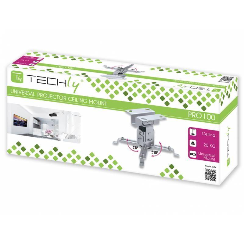 TECHly ICA-PM-2S Supporto a soffitto per proiettore Inclinabile Distanza dal soffitto/terra (max.): 130 mm Multicolore-1