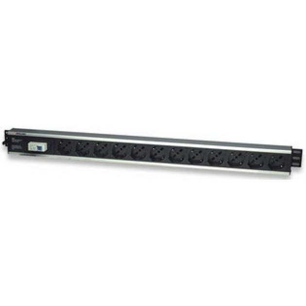 Techly I-CASE STRIP-12A unità di distribuzione dell'energia (PDU) 12 presa(e) AC Alluminio, Nero I-CASE STRIP-12A-0