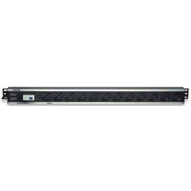 Techly I-CASE STRIP-12A unità di distribuzione dell'energia (PDU) 12 presa(e) AC Alluminio, Nero I-CASE STRIP-12A-2