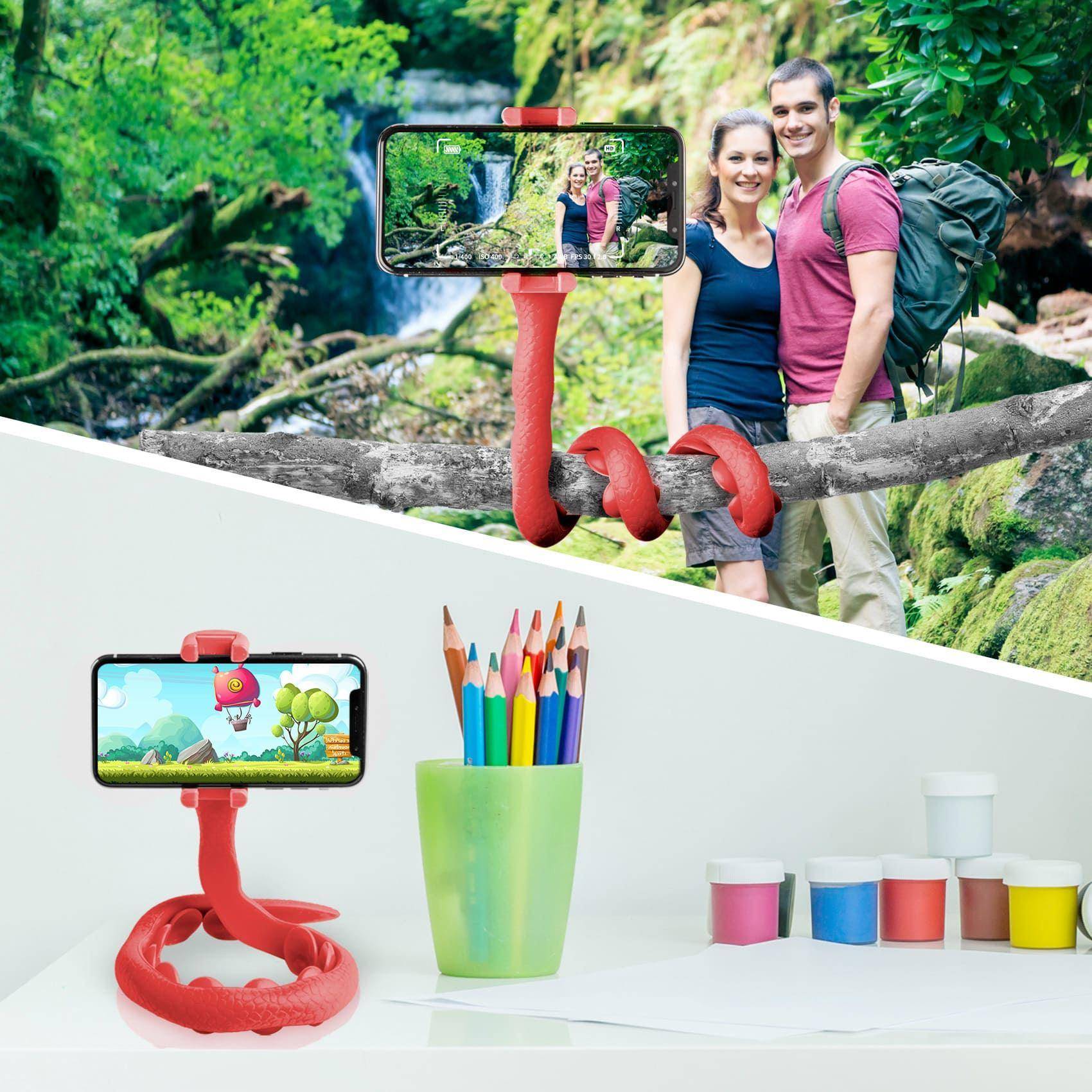 FLEXIBLE SELFIE STICK RED-1