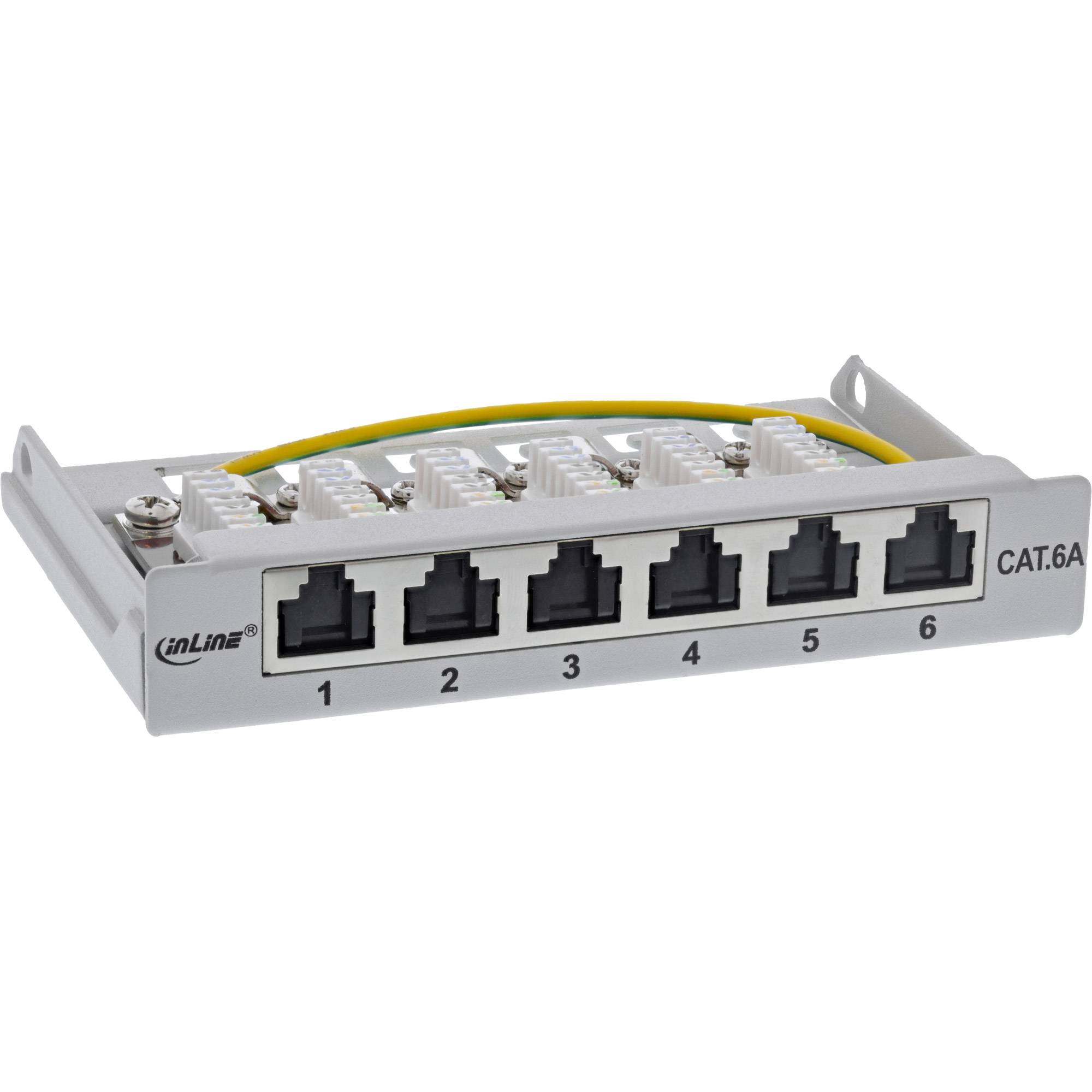 InLine Patch panel Cat.6A 0.5U a 6 vie, da tavolo, grigio-3