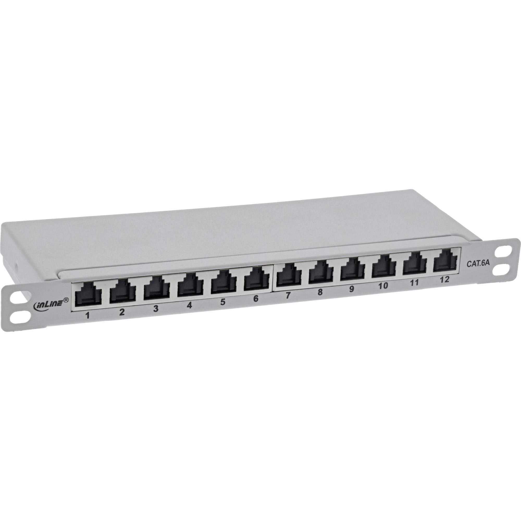 InLine 10" patch panel Cat.6A 0.5U a 12 porte, grigio