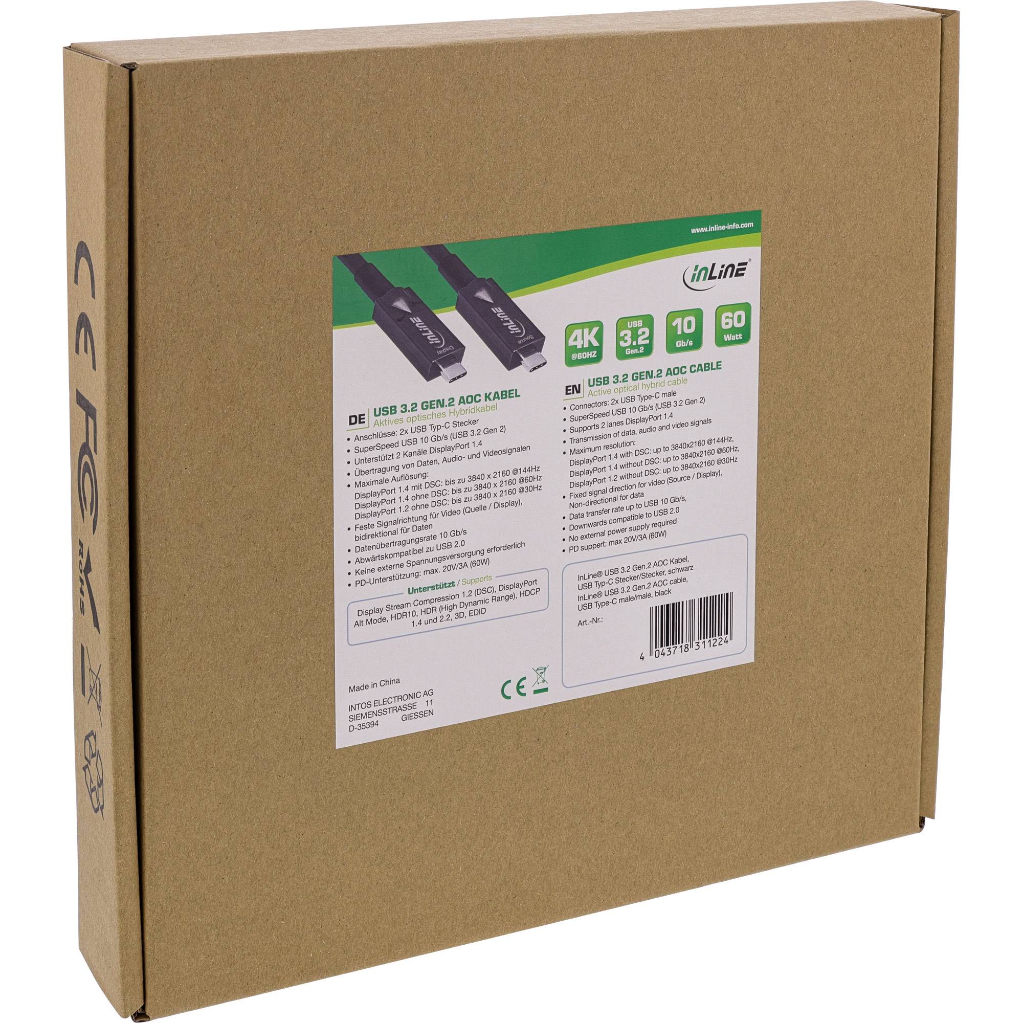 Cavo InLine USB 3.2 Gen.2 AOC - USB-C maschio/maschio - nero - 7,5 m-2