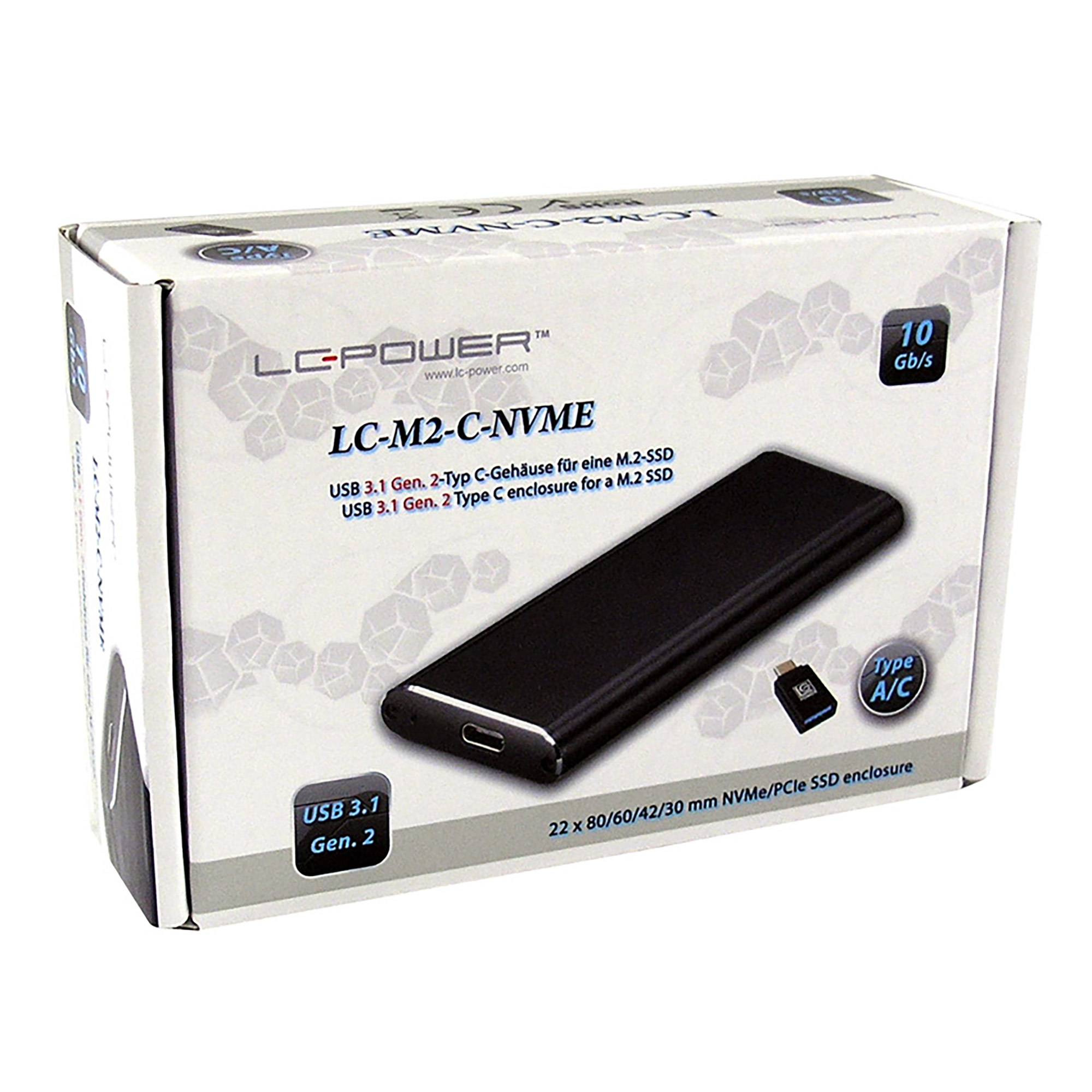 LC-Power LC-M2-C-NVME Box SSD M.2 NVMe, USB 3.2 Gen.2x1, nero-3