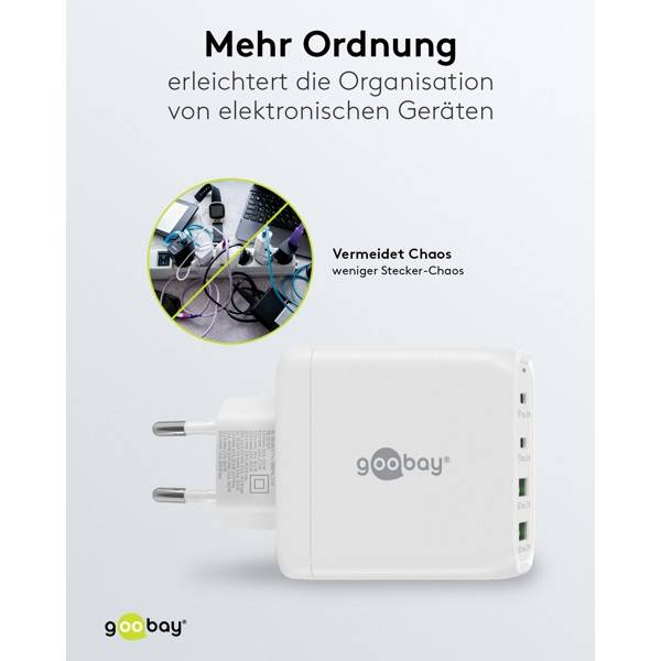 Caricabatterie rapido multiporta Goobay USB-C™ PD (68 W) bianco - 2 porte USB-C™ (Power Delivery) e 2 porte USB-A...-4