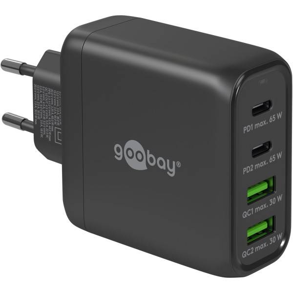 Caricabatterie rapido multiporta Goobay USB-C™ PD (68 W) nero - 2 porte USB-C™ (Power Delivery) e 2 porte USB-A...-0