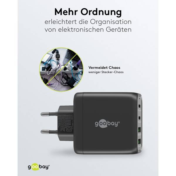 Caricabatterie rapido multiporta Goobay USB-C™ PD (68 W) nero - 2 porte USB-C™ (Power Delivery) e 2 porte USB-A...-4