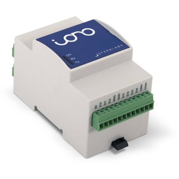 Iono RP D16 compact industrial I/O module with 16 high-performance digital interfaces and a Raspberry Pi RP2040 core