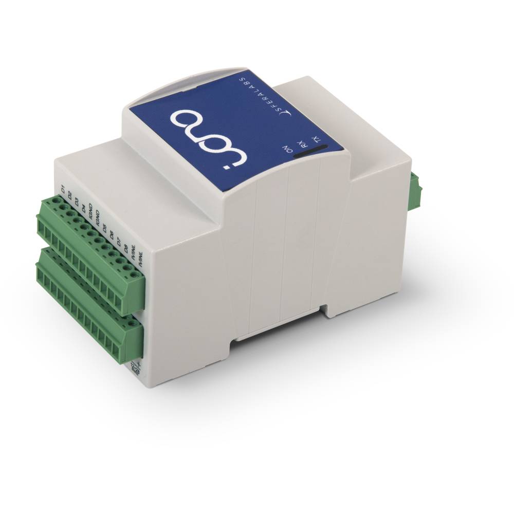Iono RP D16 compact industrial I/O module with 16 high-performance digital interfaces and a Raspberry Pi RP2040 core-2