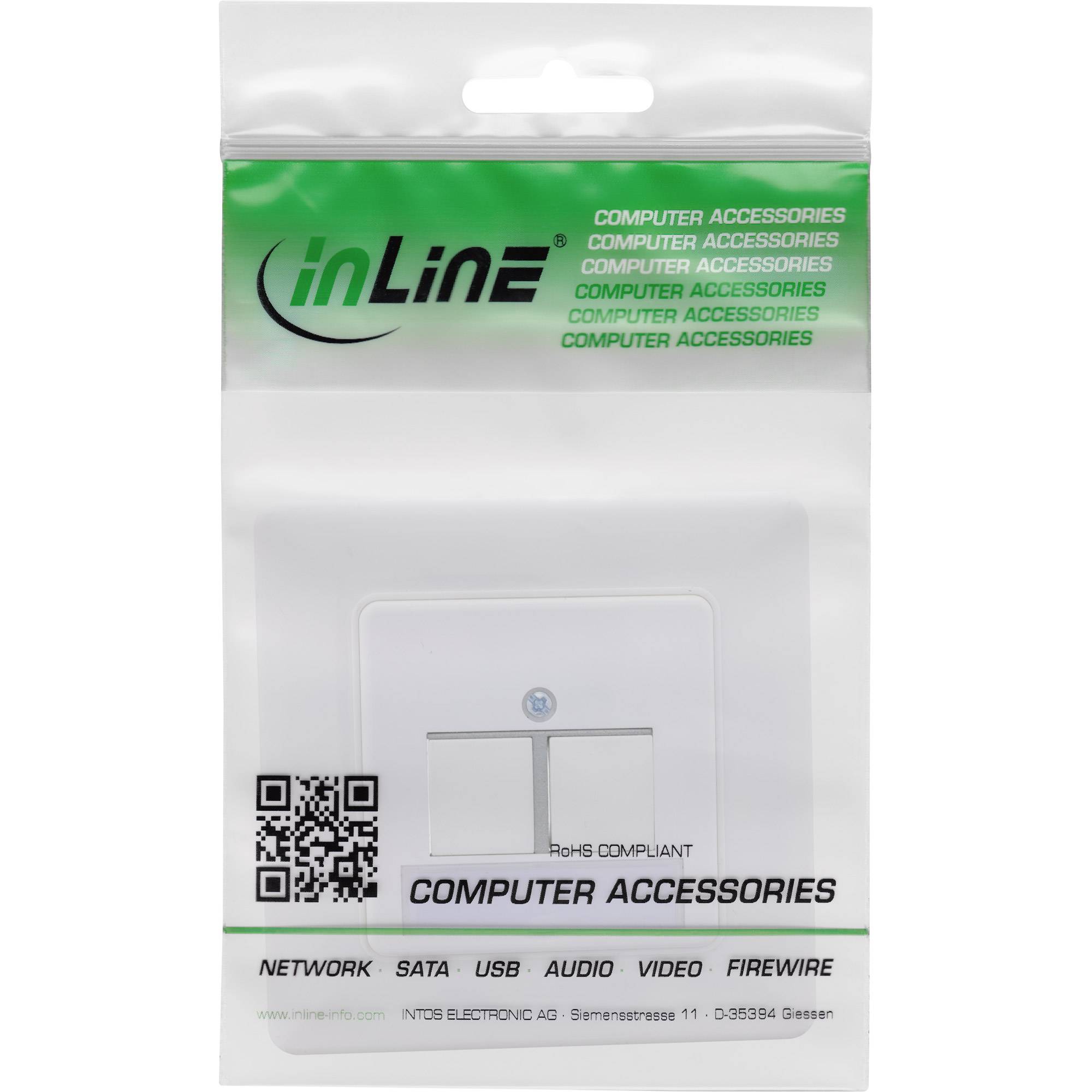 InLine Set di telai per 2x RJ45 Keystone SNAP-In 90°, bianco RAL9010-2