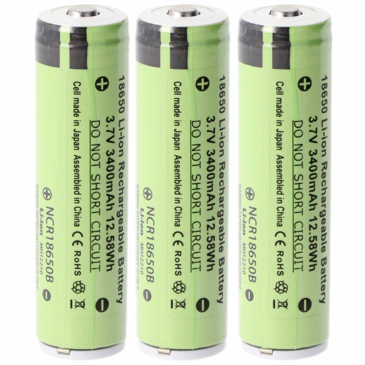 Batteria Panasonic adatta per icucam 4, icucell 18650, batteria agli ioni di litio da 3400 mAh 3 pezzi per set-0
