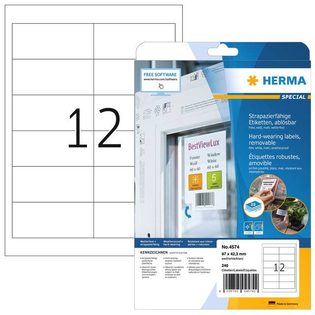 HERMA 4574 Rimovibile Bianco 240pezzo[i] etichetta autoadesiva (HERMA Special - filmm?rkater - mat - 2)-5