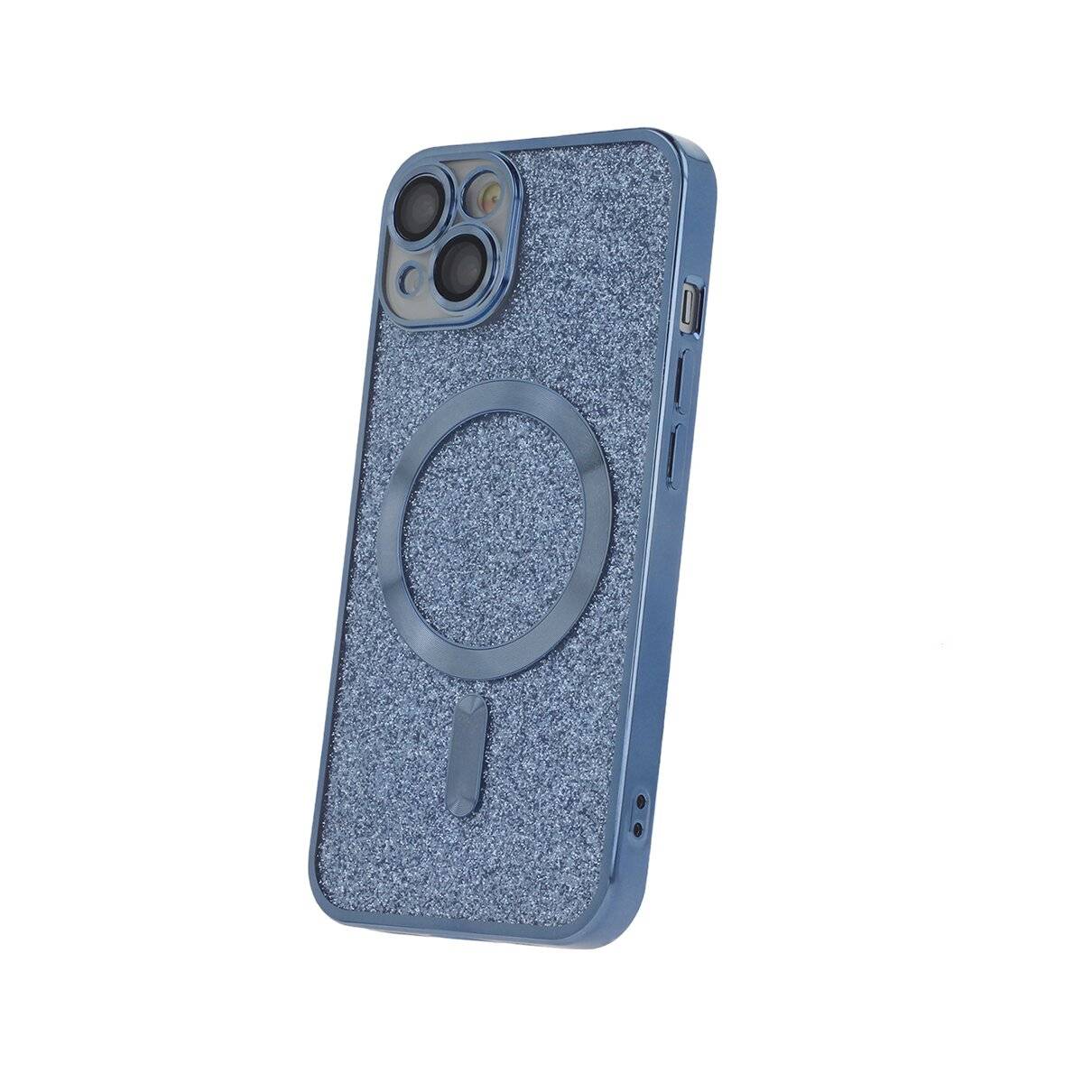 Custodia glitter MagSafe con protezione fotocamera per iPhone 14 Pro blu-0
