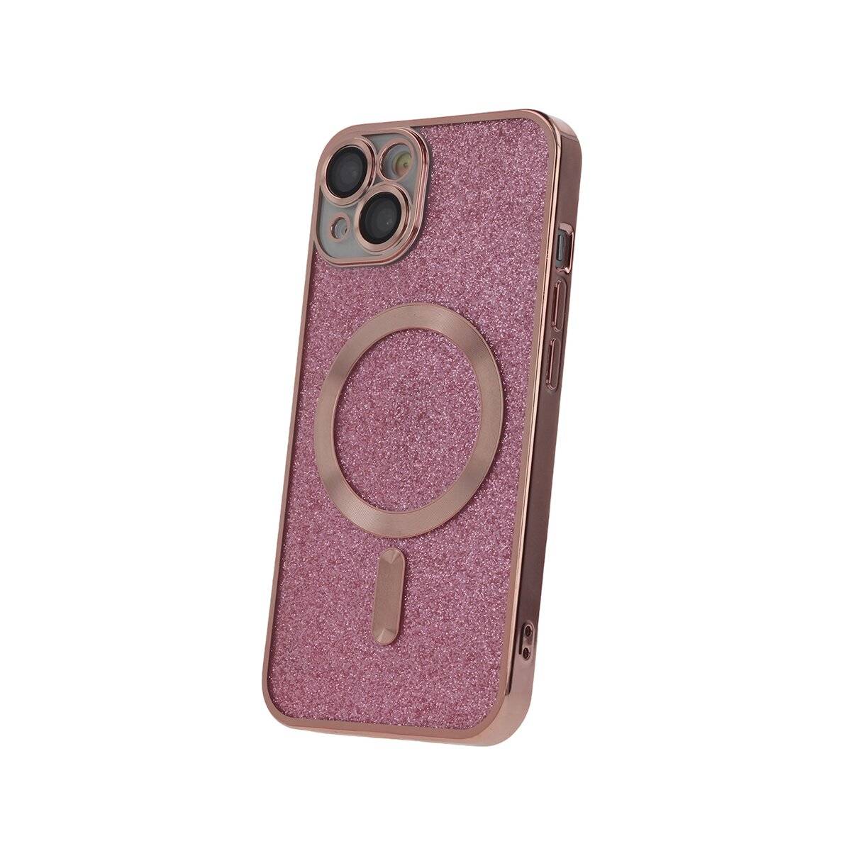 Custodia MagSafe glitter con protezione per fotocamera iPhone 14 Pro rosa-0