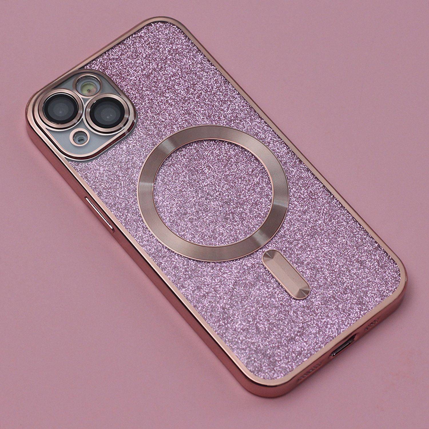 Custodia MagSafe glitter con protezione per fotocamera iPhone 13 Pro Max rosa-2