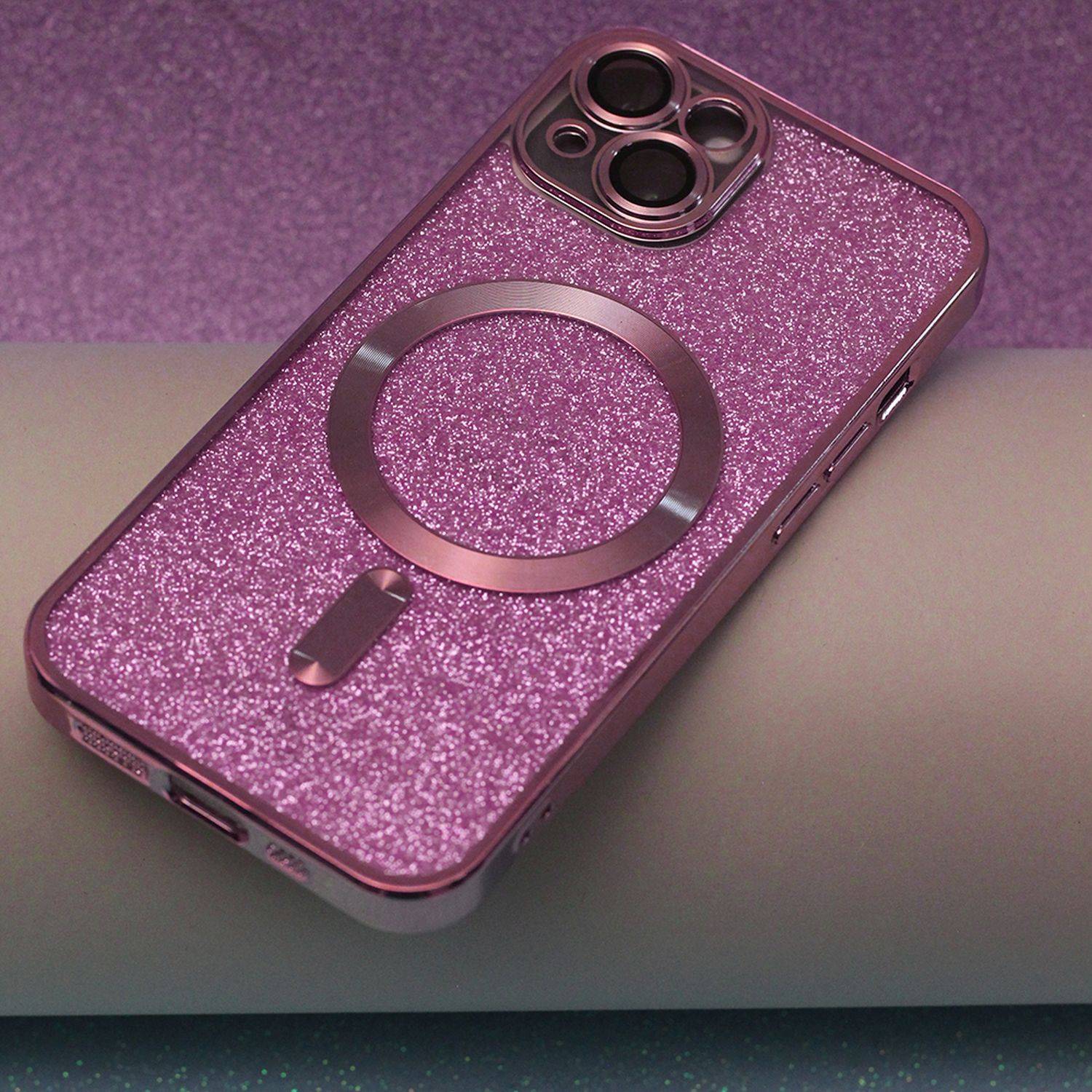 Custodia MagSafe glitter con protezione per fotocamera iPhone 13 Pro Max rosa-4