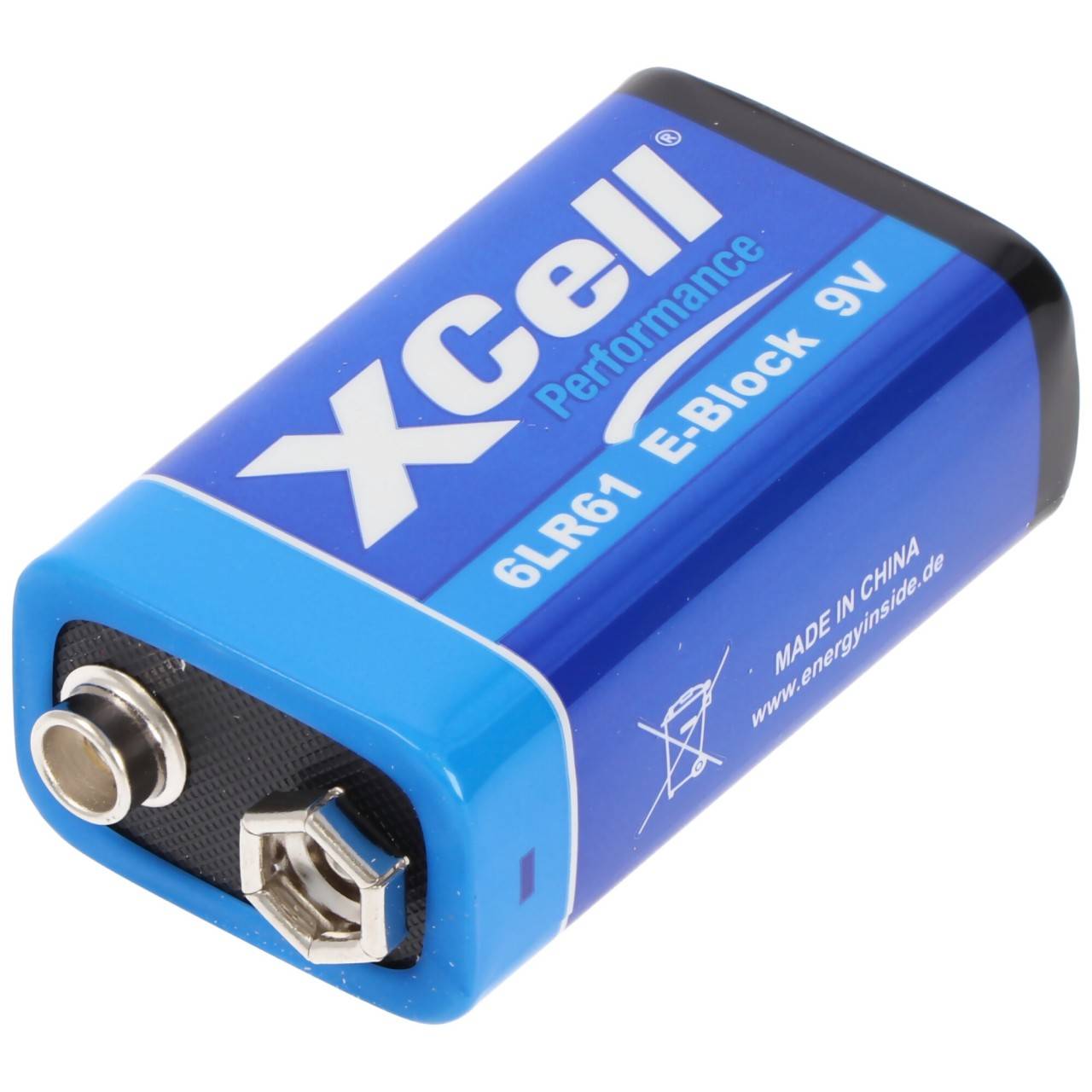 Batteria alcalina XCell da 9 volt, 6LR61, blocco E da 9 V, confezione ecologica, blister da 1-3
