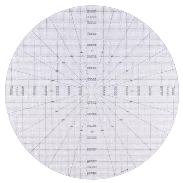 MITUTOYO, 201380, Grid e protractor chart ø 250 mm, Overlay chart per proiettore di misurazione