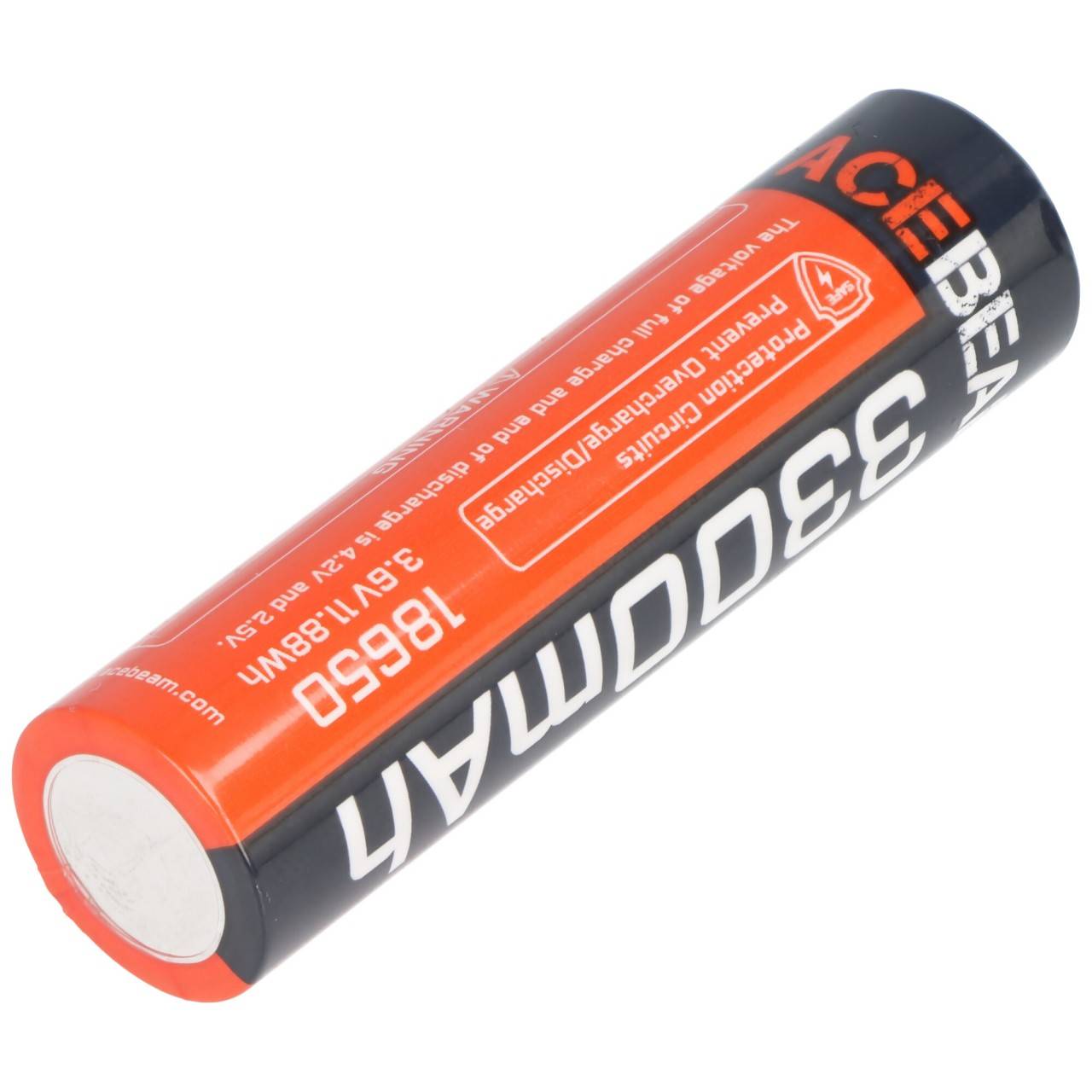 Batteria agli ioni di litio AceBeam 18650 3.100 mAh, 25 A, con circuito di protezione, 69,70 mm x 18,40 mm-3