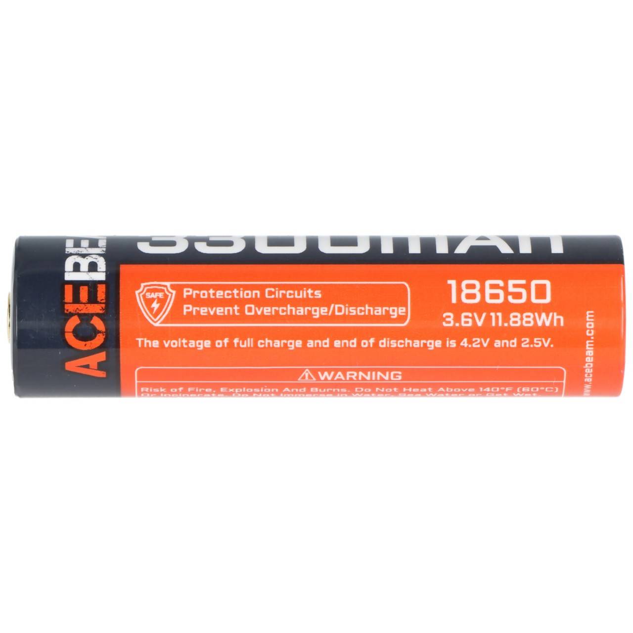 Batteria agli ioni di litio AceBeam 18650 3.100 mAh, 25 A, con circuito di protezione, 69,70 mm x 18,40 mm-4