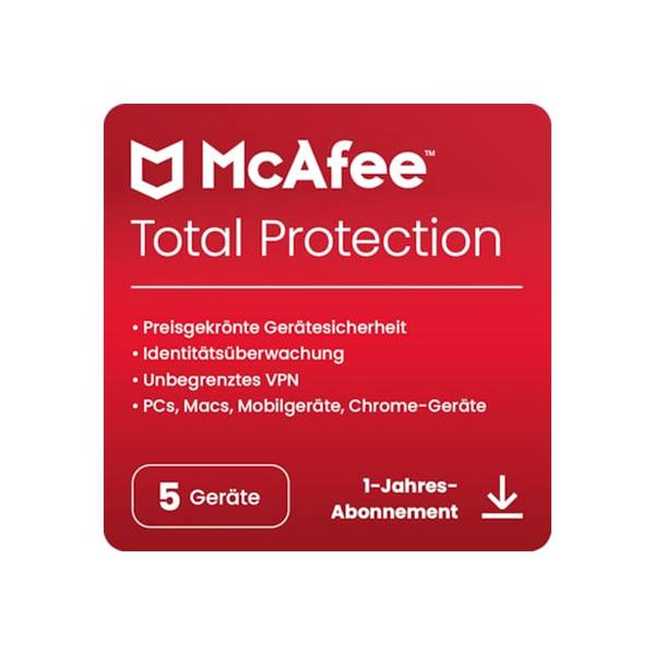 Protezione totale McAfee | 5 dispositivi | Download e codice prodotto