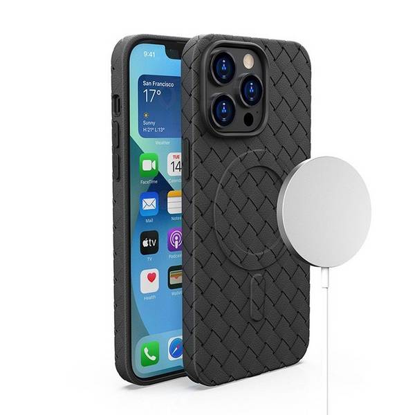 Custodia in tessuto per iPhone 15 Pro Custodia magnetica MagSafe nera