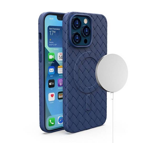 Custodia in tessuto per iPhone 15 Pro MagSafe Magnet Blu