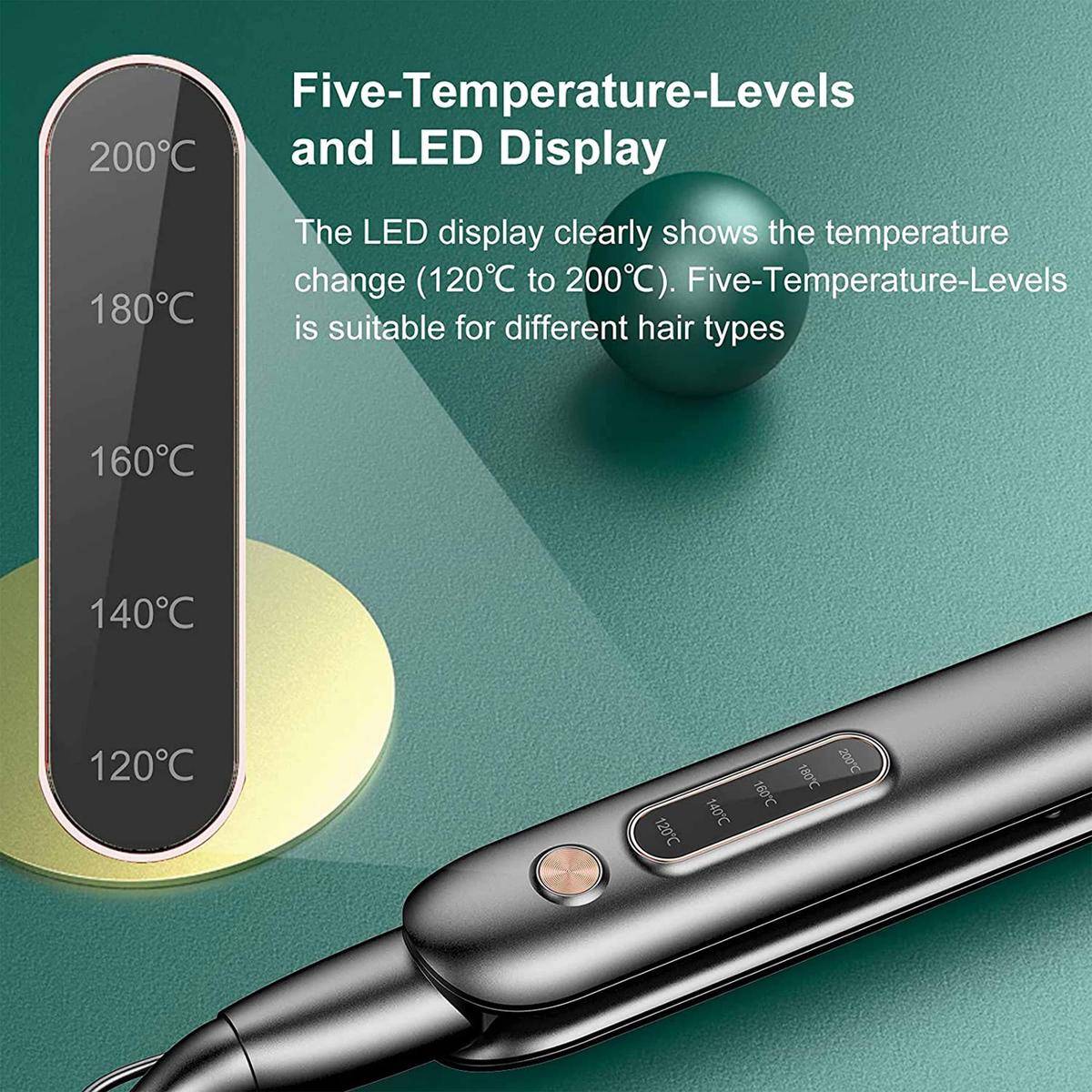 Piastra Per Capelli Ricci Lisci Lisciante 5 Livelli Temperatura 110mm 30s-2