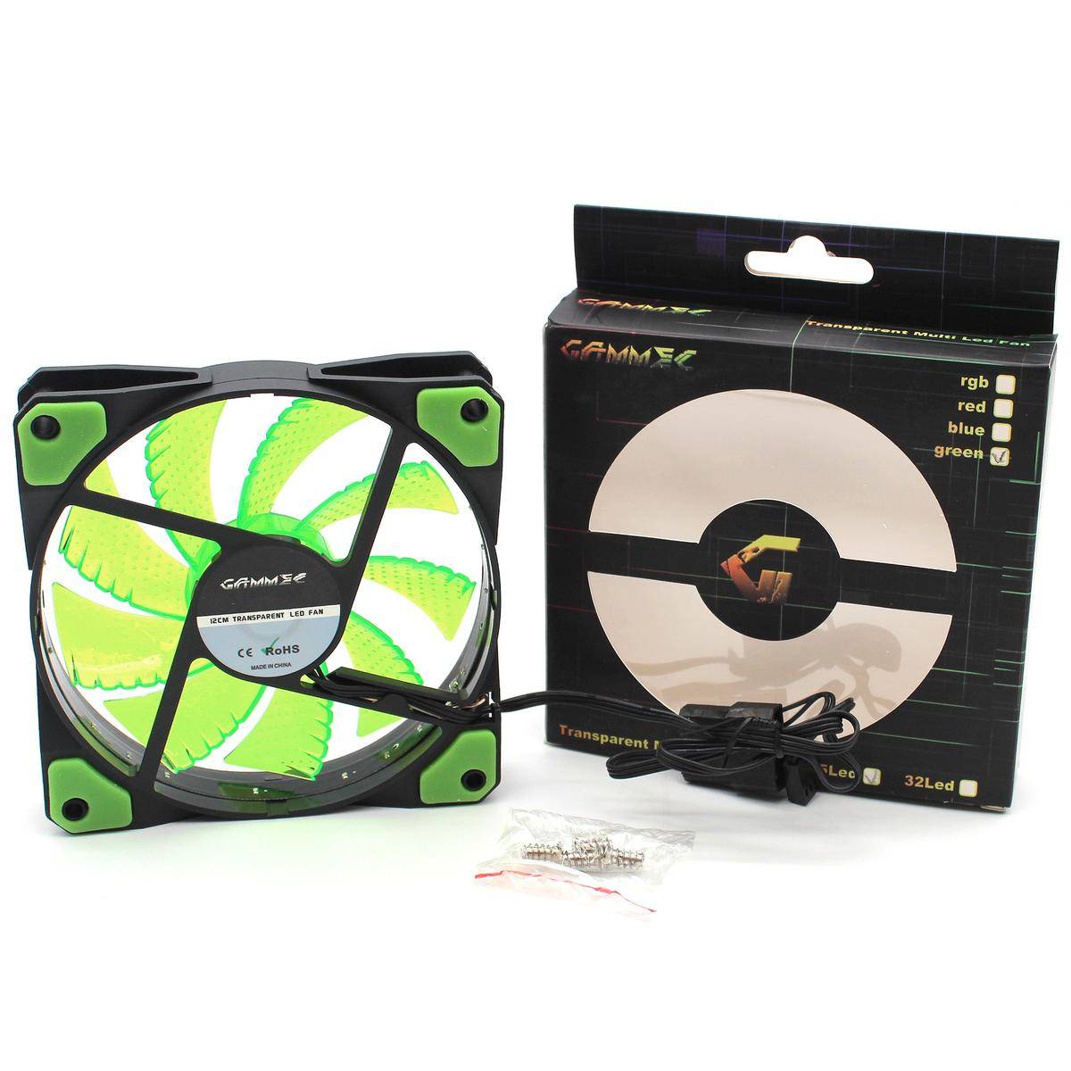 Ventola Aria Raffreddamento Per Case Assemblato Pc Gaming 15 Led Verde 120mm-4