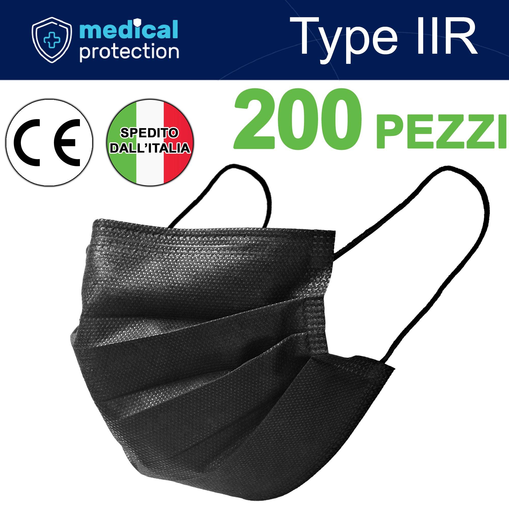 200 Medical Protection Mascherina Mascherine Chirurgiche Iir Bfe 98% Nere-0