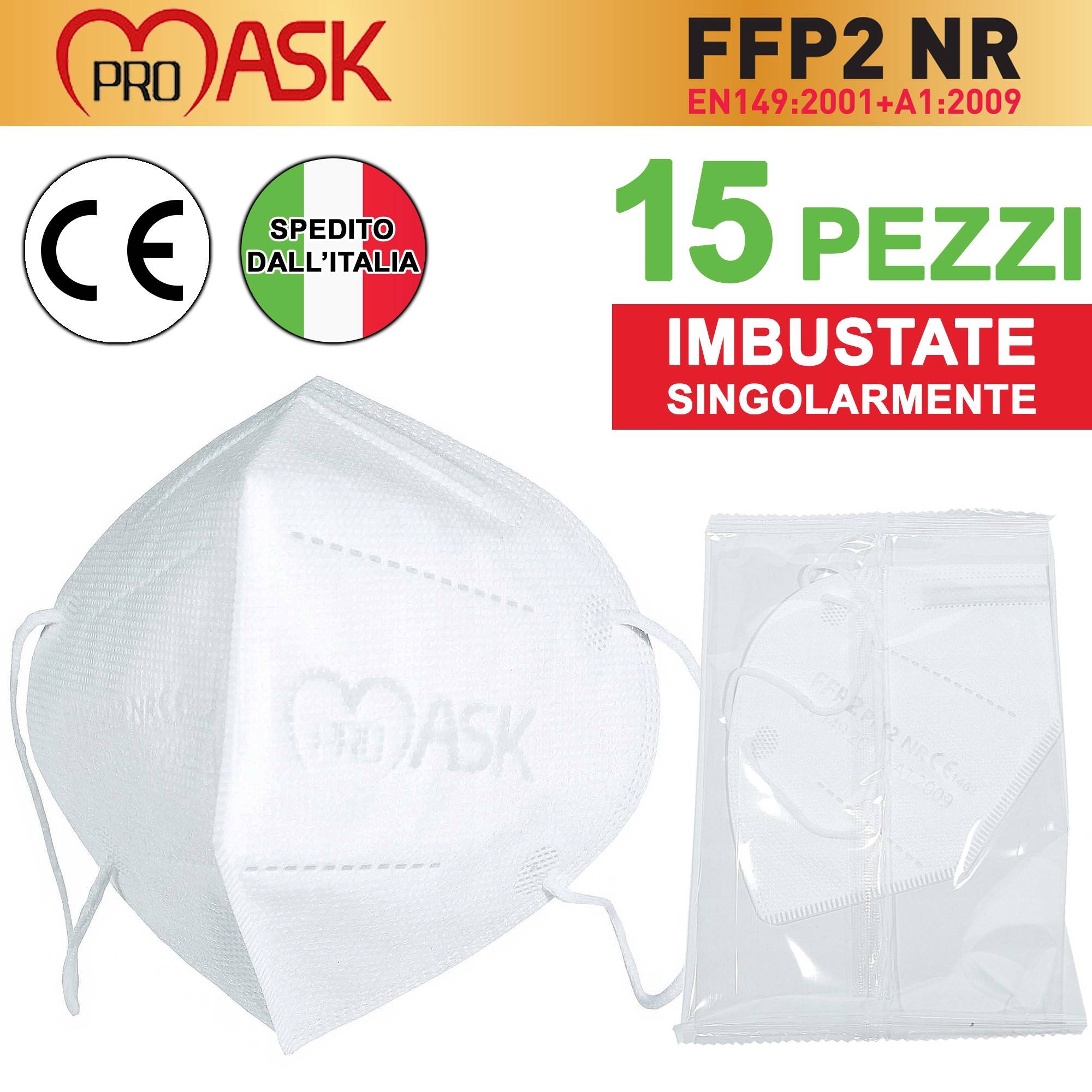 15x Mascherina Ffp2 Certificata Made In Europa Mascherine Certificate Ce1463-0