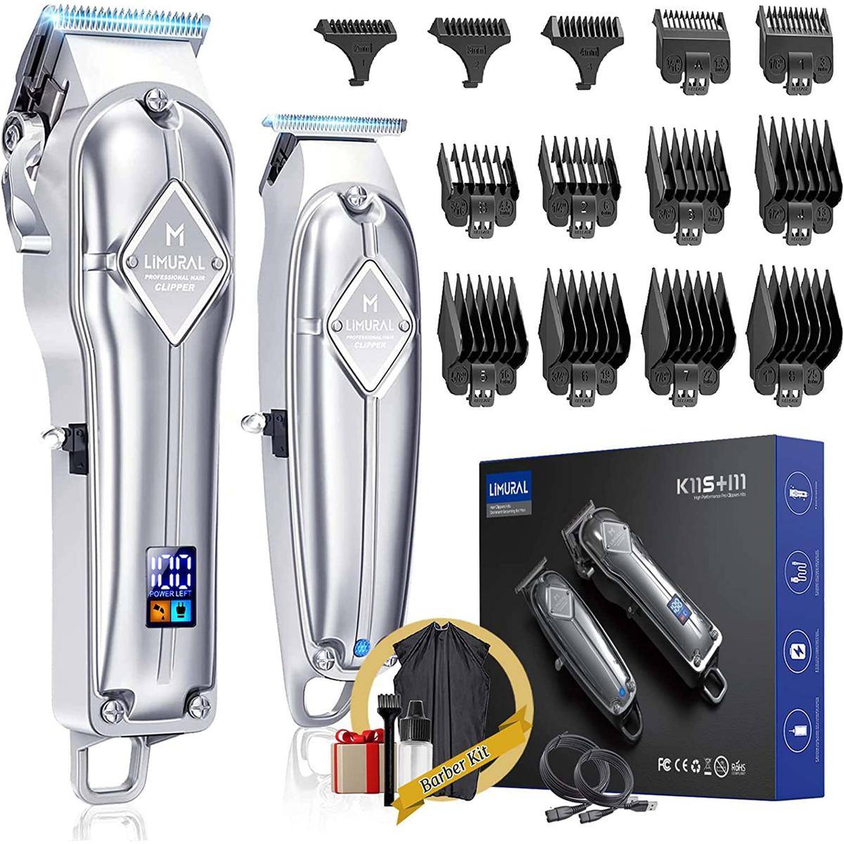 Tagliacapelli Uomo Professionale Senza Fili Ricaricabile Trimmer Kit Acciao Inox-0
