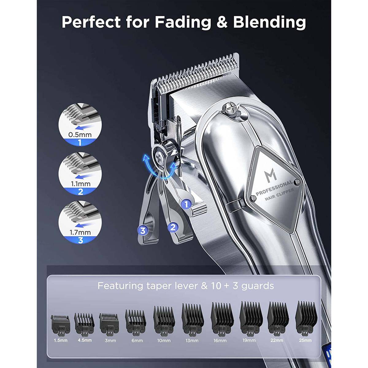 Tagliacapelli Uomo Professionale Senza Fili Ricaricabile Trimmer Kit Acciao Inox-1