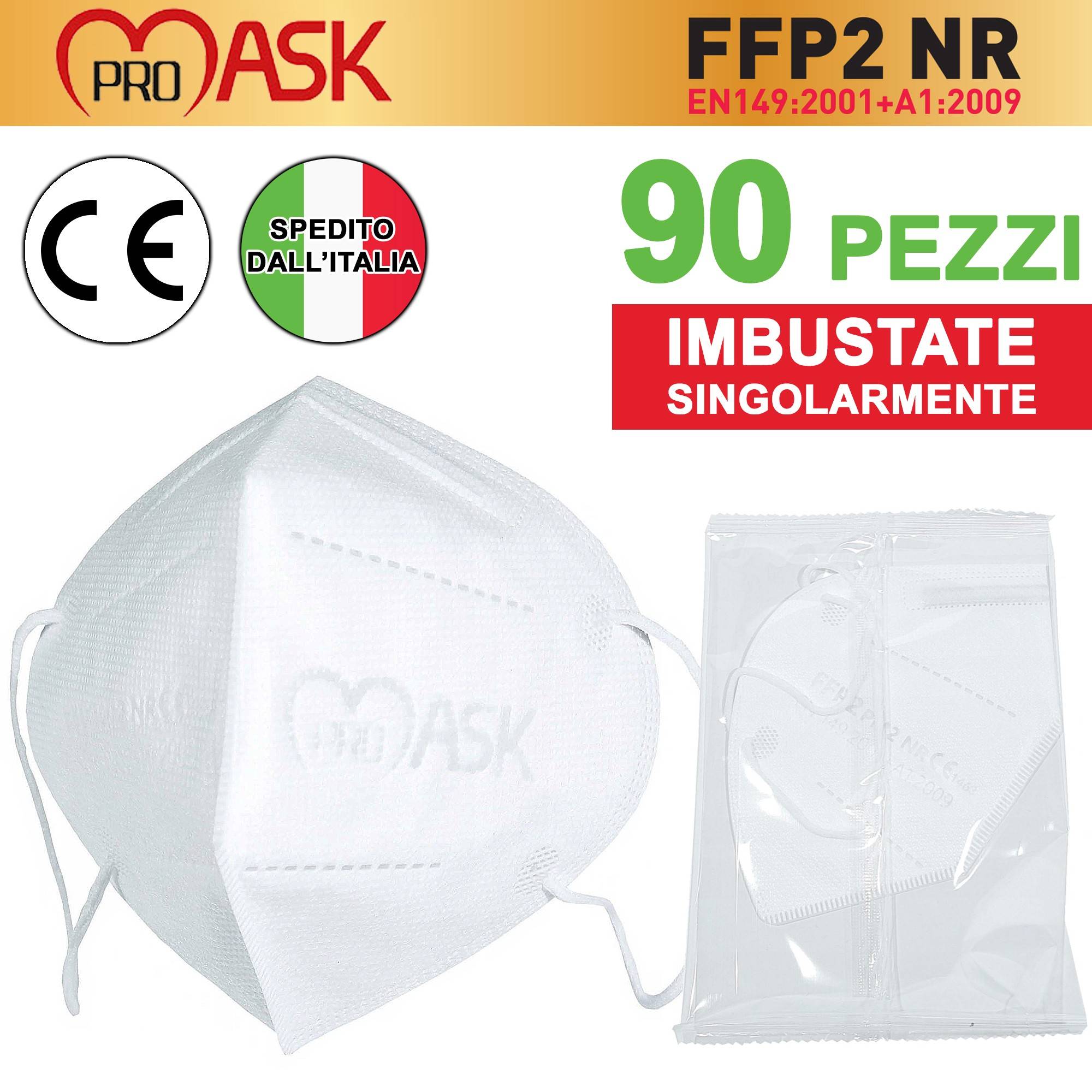 90x Mascherina Ffp2 Certificata Made In Europa Mascherine Certificate Ce1463-0