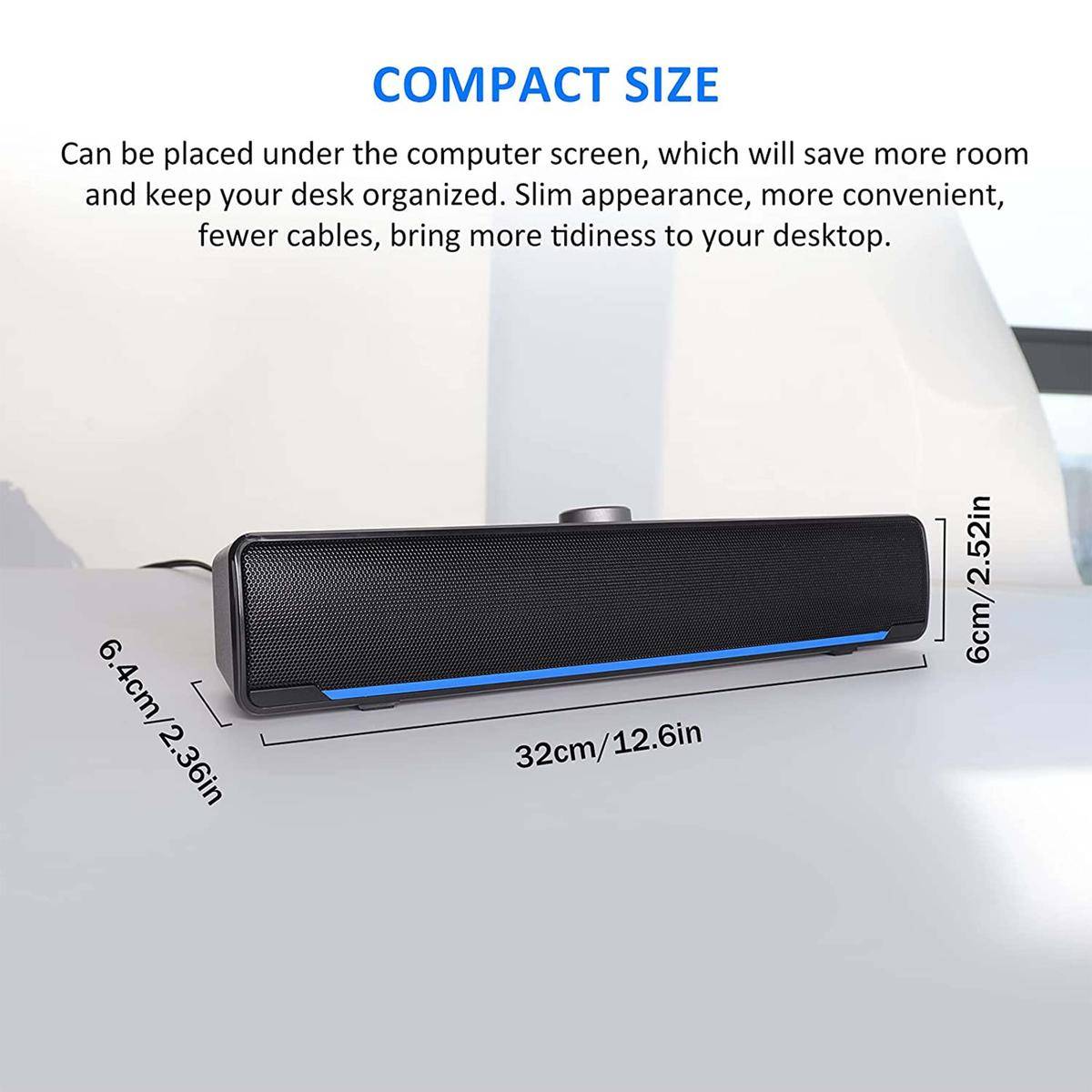 Soundbar Altoparlante Stereo Usb Luce Led Aux 3,5mm Per Pc Desktop Latpop-1