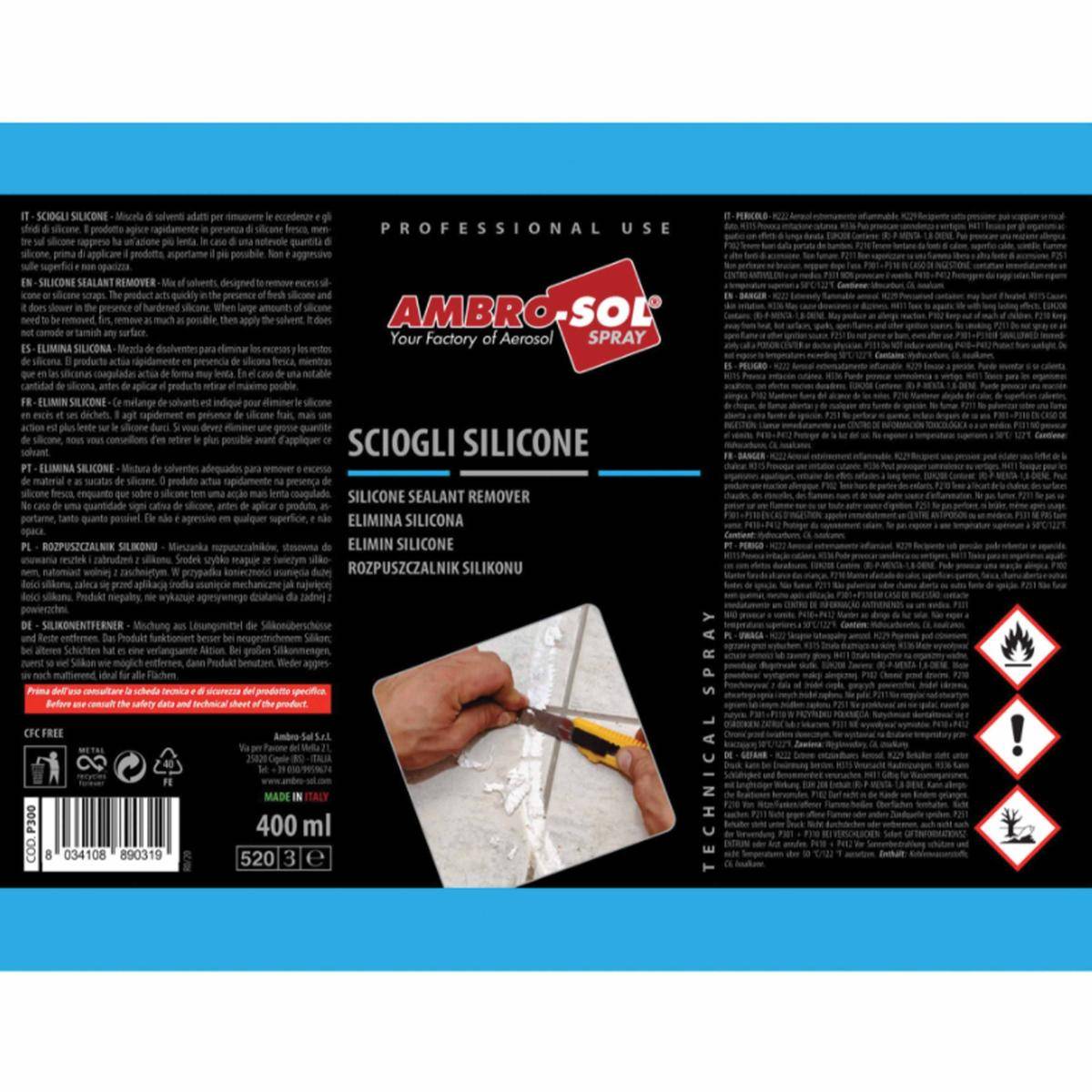 Sciogli Silicone Rimuove Residui Collosi Colla Solvente Bomboletta Spray-1