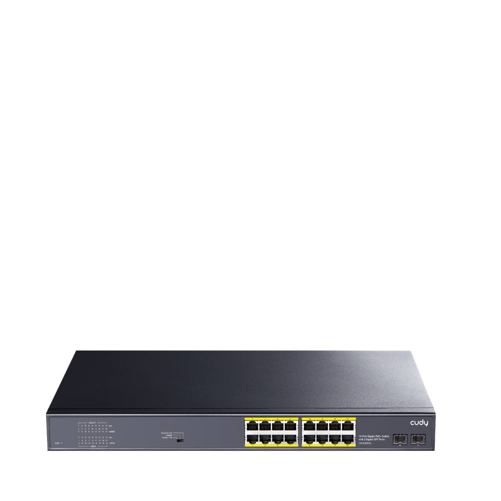 CUDY GS1020PS2 Switch 16 porte Gigabit PoE+ 2 porte SFP Gigabit 200 W-0