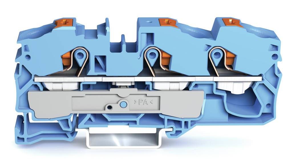 WAGO - 2216-1304 - 3-conductor through terminal blocco with push-button 16 mm² blue-0