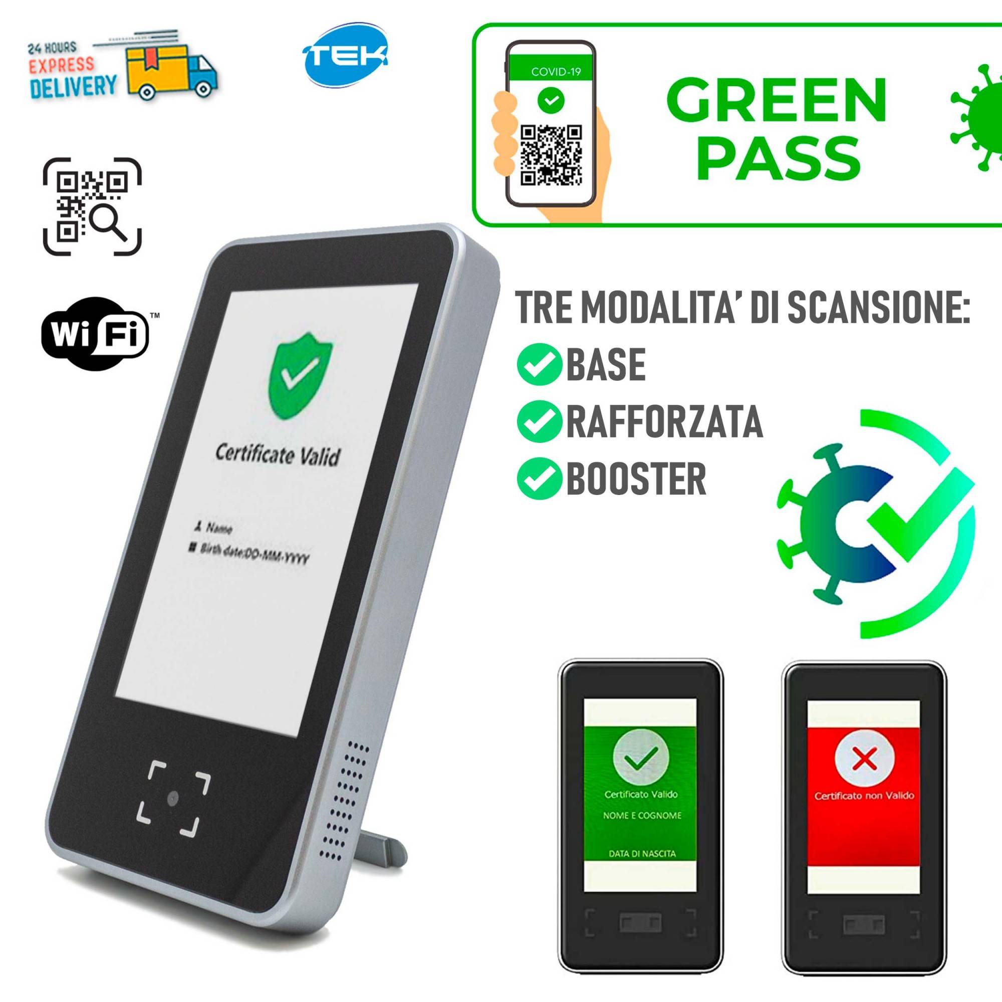 Lettore Green Pass Relè Controllo Degli Accessi Tornello Autenticazione Tablet-0