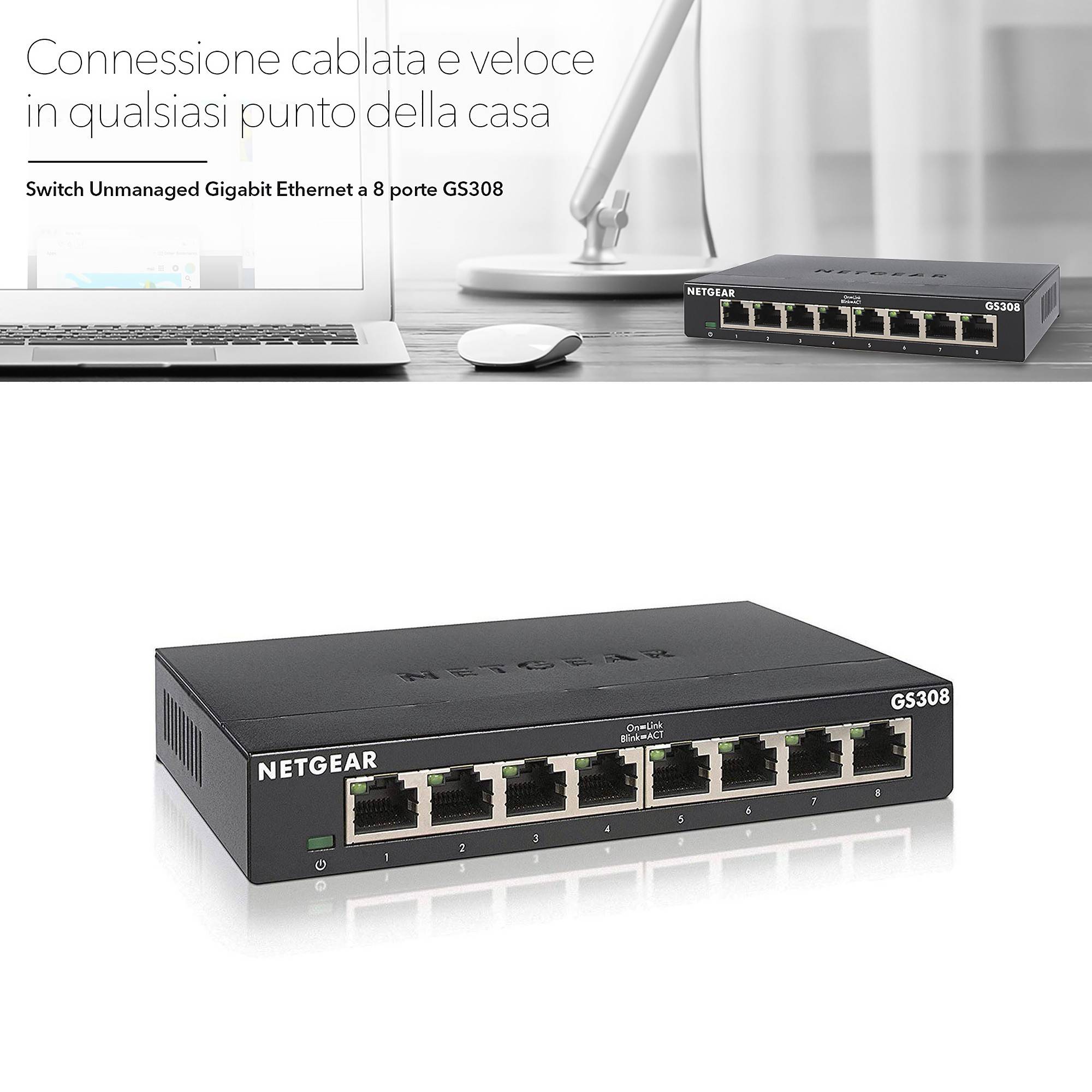 SWITCH RETE 8 PORTE 10/100/1000 GS308-300PES-3