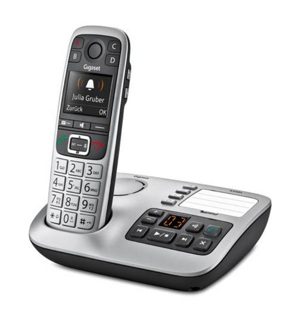 Gigaset E 560 A Telefono DECT Cordless Identificatore di Chiamata Nero Argento