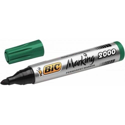 Marcatore Permanente Marking 2000 Bic - Punta Tonda - 2,5 mm - 820912 (Verde Conf. 12)-0