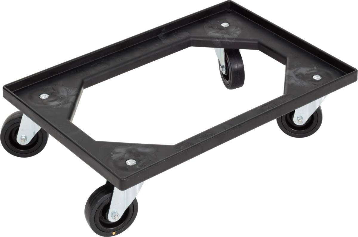 Rullo di trasporto ESD, 620x420x170 mm, con rotelle in plastica, aperto, nero-0