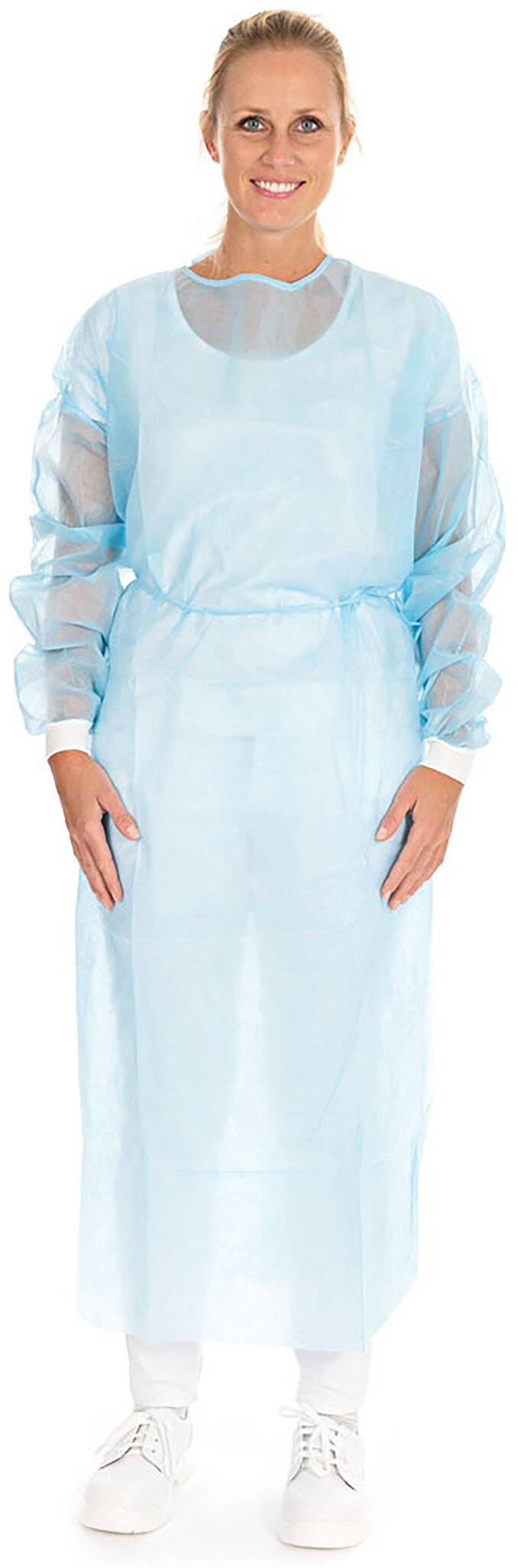 Camice protettivo Ultra Protect, PP, PE completamente laminato, 150x152cm, con polsino in maglia, blu, taglia XL-0