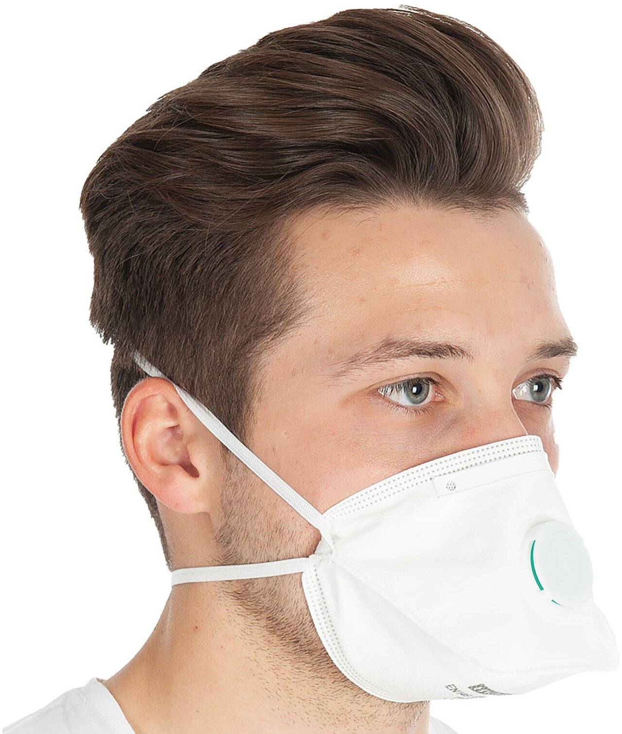 Maschera protettiva Hygostar FFP3, pieghevole in orizzontale, con valvola e clip per il naso, bianca, PU: 20 pezzi-0