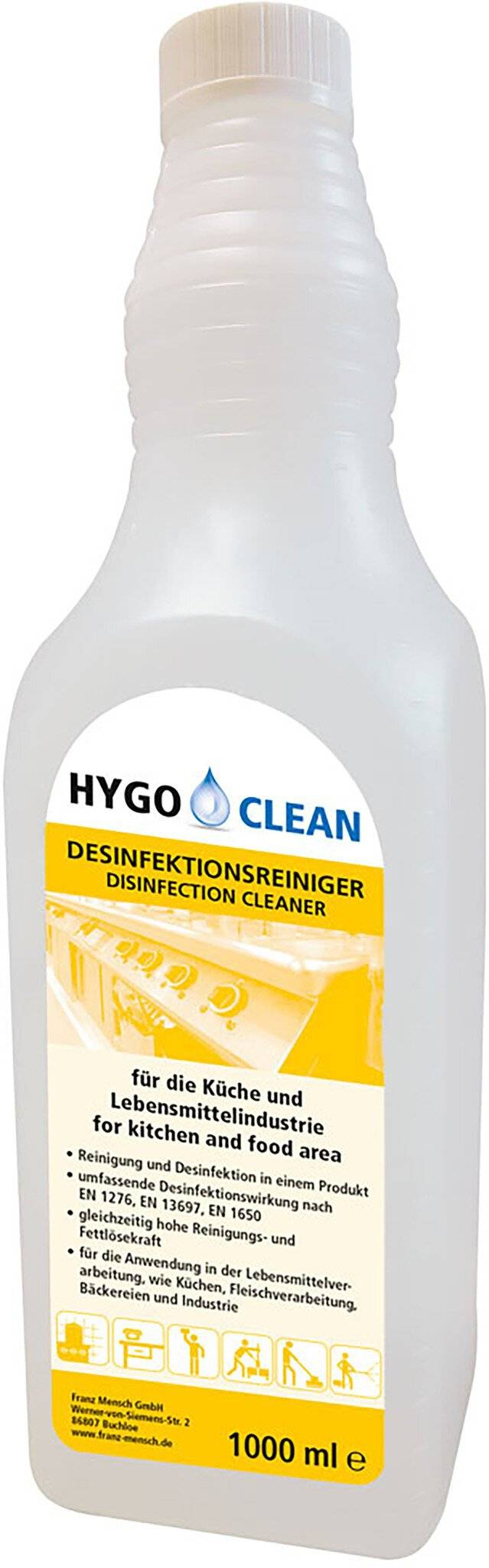 HygoClean detergente disinfettante, 1 litro, per la cucina e l'industria alimentare, alto potere dissolvente dei grassi-0