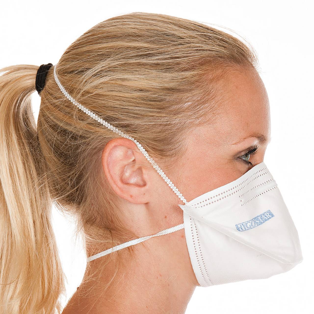 Maschera di protezione FFP3, pieghevole orizzontale, senza valvola, bianco, PU: 25 pezzi-1