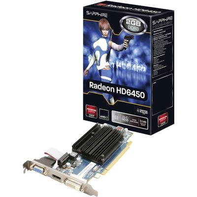 Sapphire Scheda grafica AMD Radeon HD6450   2 GB RAM GDDR3 PCIe  DVI, VGA, HDMI ™ Raffreddamento passivo